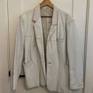 Vintage White Leather Jacket XL
